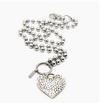 Lizou Silver Convertible Double Strand Vintage Heart Pendant Necklace