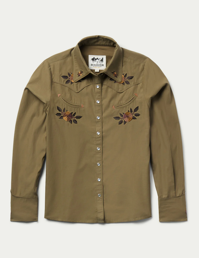 Schaefer Womens Embroidered Snap Western Shirt