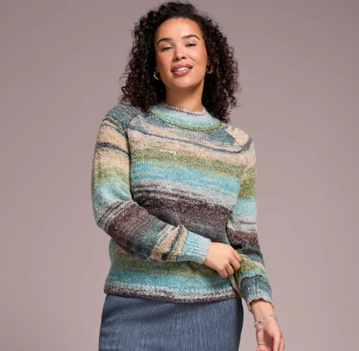 Tribal Womens Boucle Yarn Mock Neck Sweater