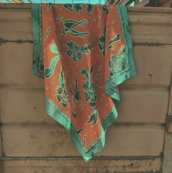 Tirzah Lane Art Tencel and Silk Scarf - Spurs N'Horseshoes in Rust Silk Western Cowgirl