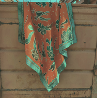 Tirzah Lane Art Tencel and Silk Scarf - Spurs N'Horseshoes in Rust Silk Western Cowgirl