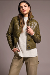 Tribal Womens Faux Leather Button Front Collar Jacket