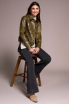 Tribal Womens Faux Leather Button Front Collar Jacket