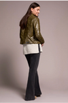 Tribal Womens Faux Leather Button Front Collar Jacket