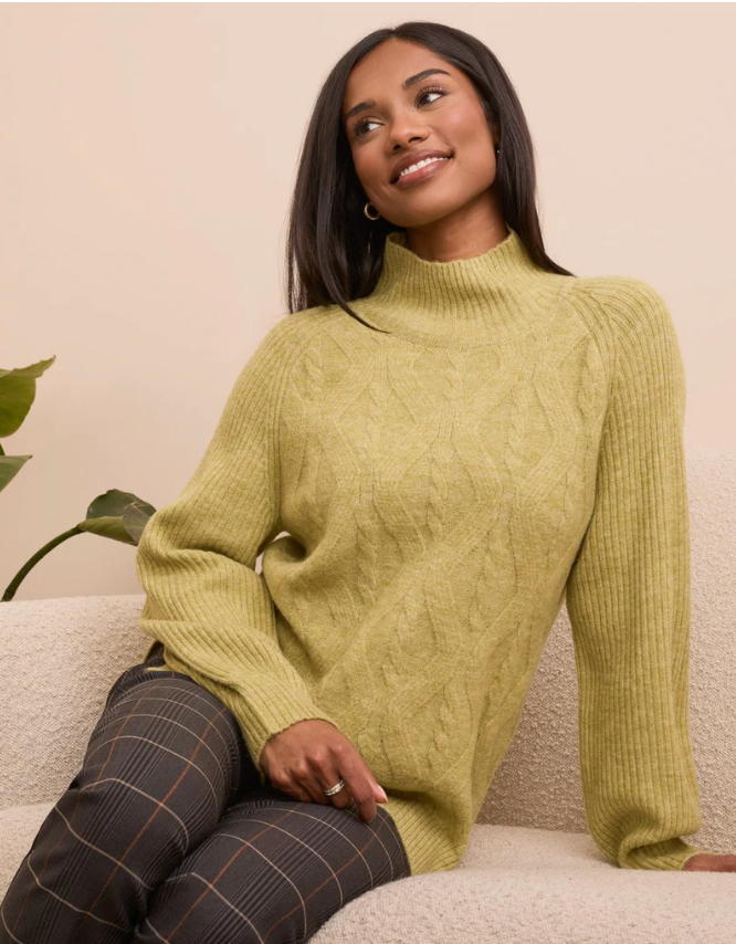 Tribal Womens LS Mock Neck Sweater