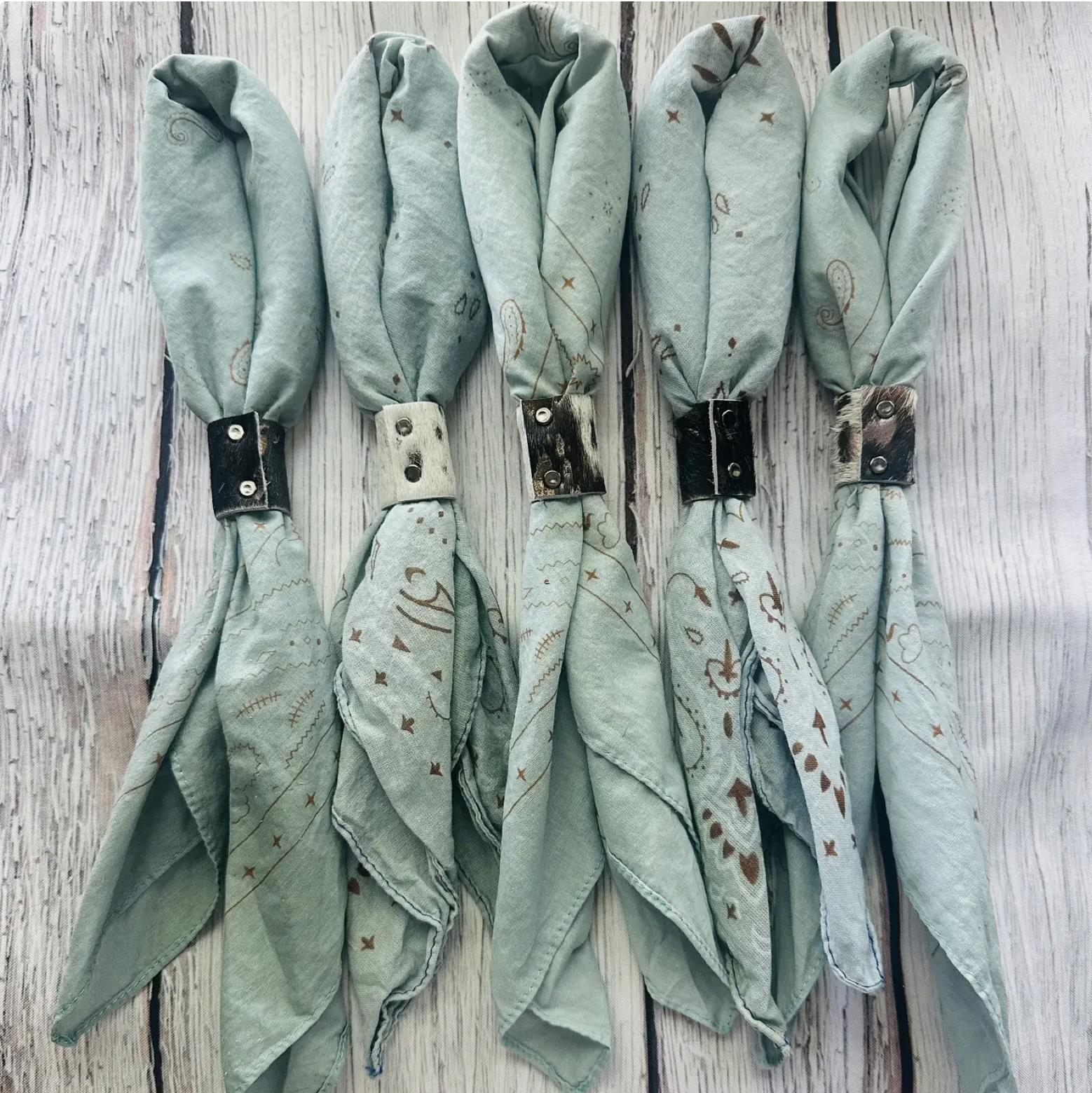 Cowboy Blue Hand Dyed Bandana with Leather Slide