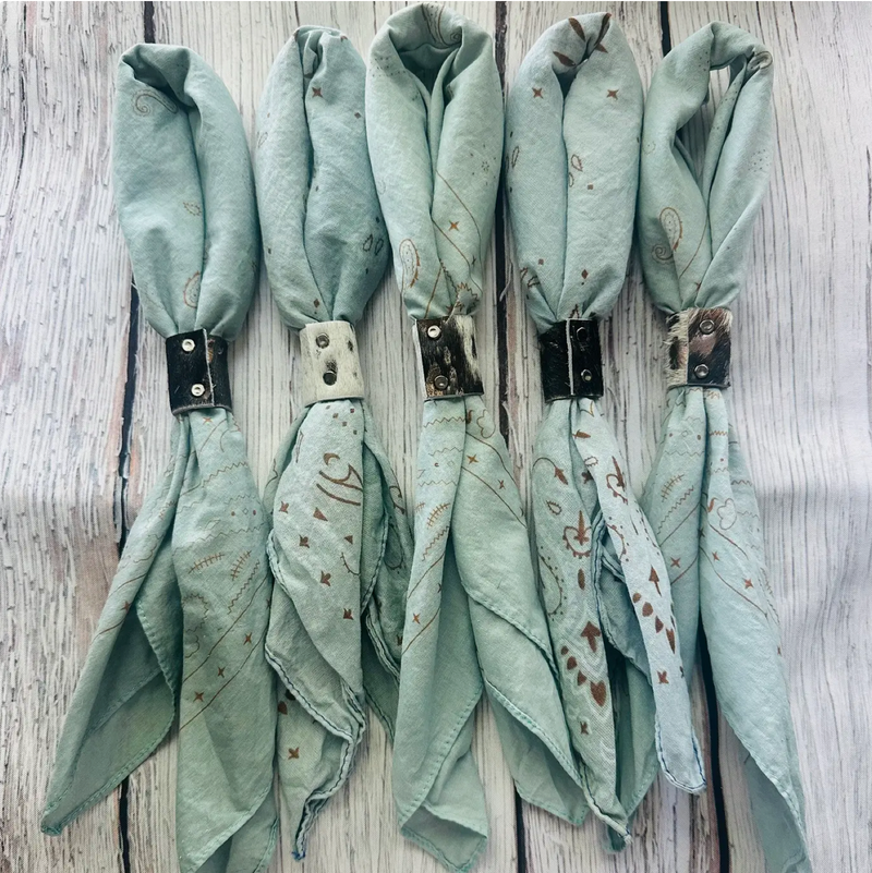 Cowboy Blue Hand Dyed Bandana with Leather Slide
