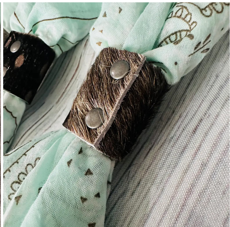 Seafoam Hand Dyed Bandana with Leather Slide