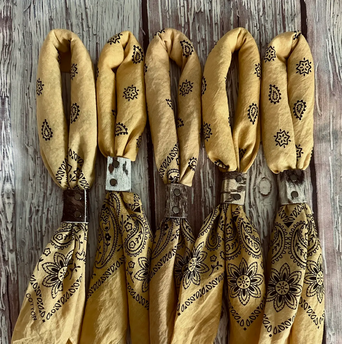 Mustard Hand Dyed Bandana with Leather Slide - Bob's Outdoor