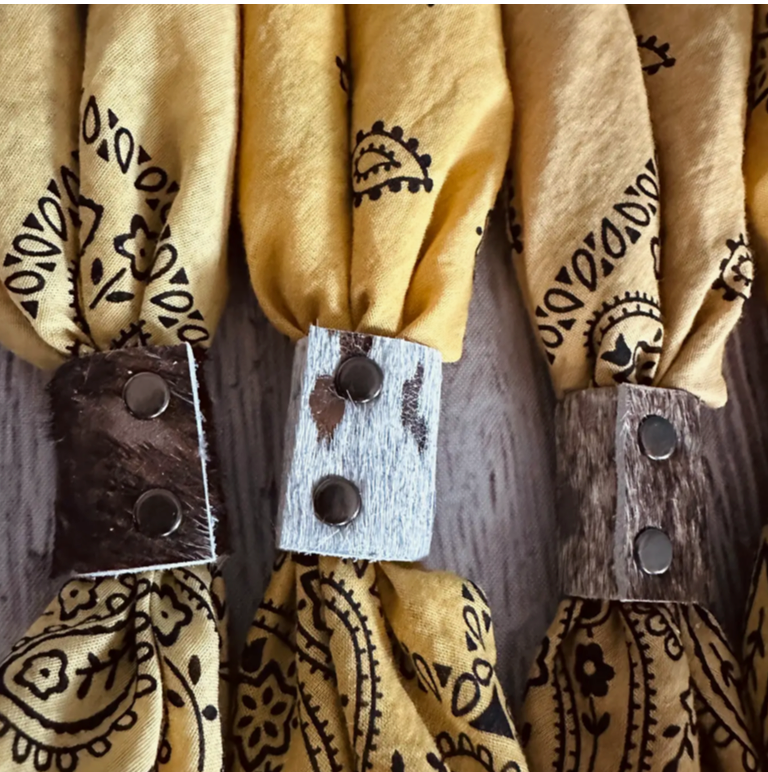 Mustard Hand Dyed Bandana with Leather Slide