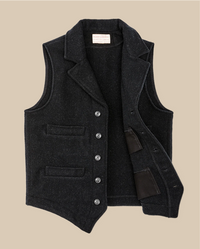 Filson Mens Mackinaw Wool Western Vest - Charcoal