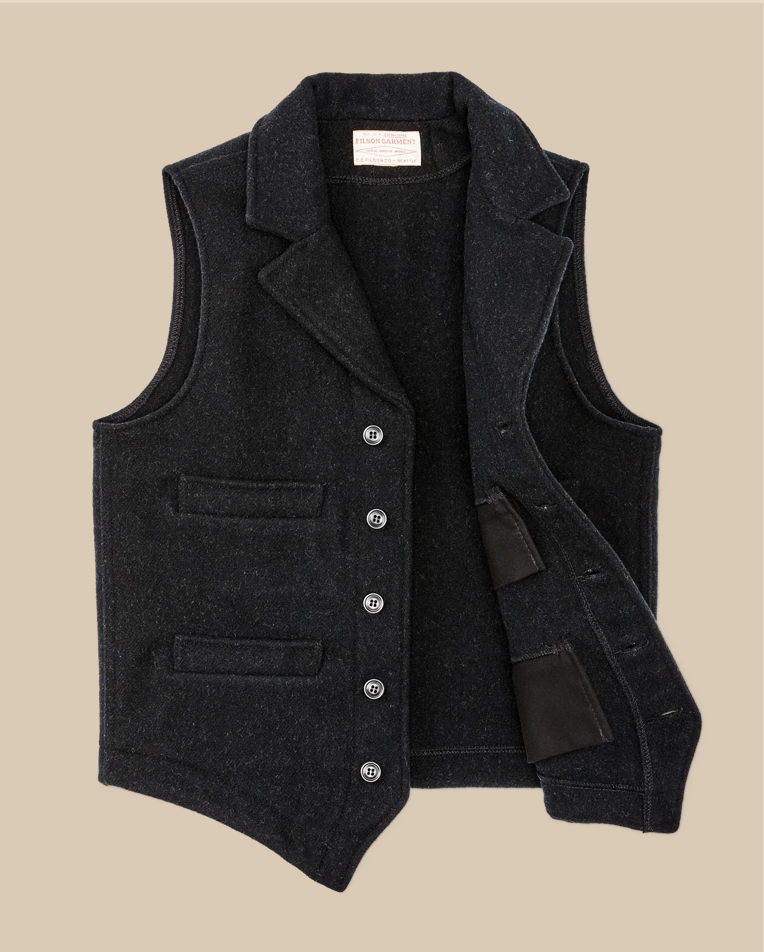 Filson Mens Mackinaw Wool Western Vest - Charcoal