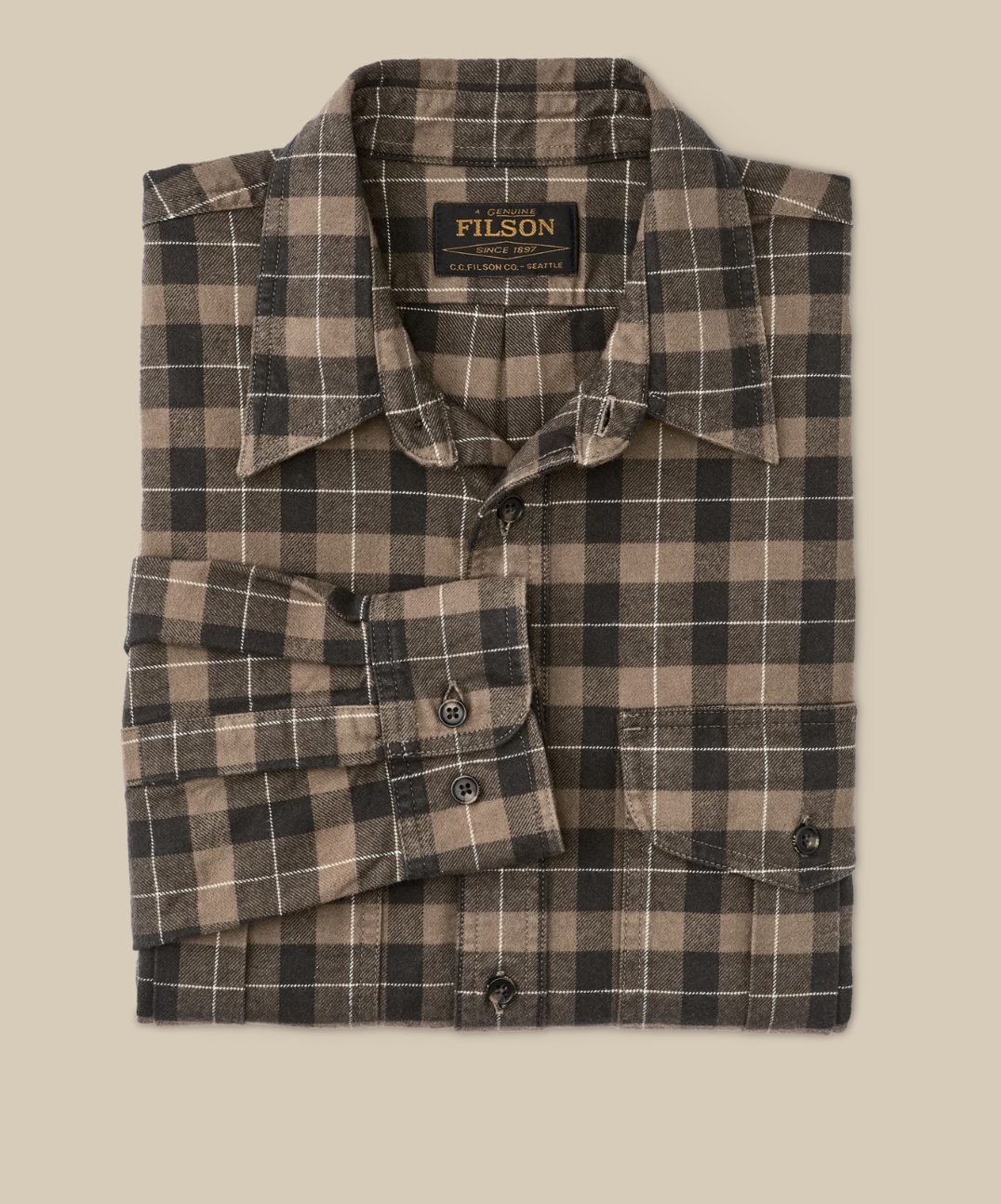 Filson Mens Alaskan Guide Shirt - Light Brown / Peat / Multi Plaid