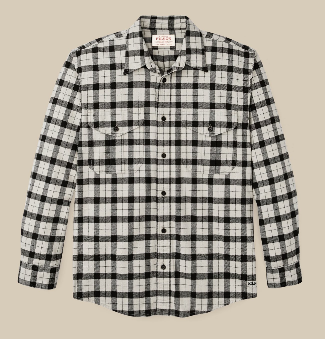 Filson Mens Alaskan Guide Shirt - Cream / Peat Multicolored Plaid