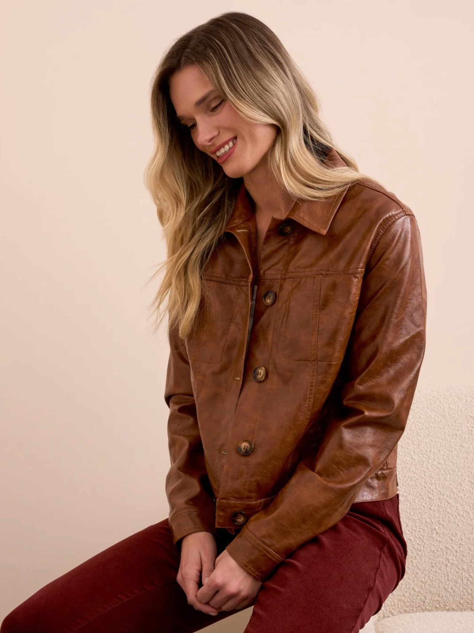 Tribal Womens Faux Leather Button-Front Jacket - Bob's Outdoor