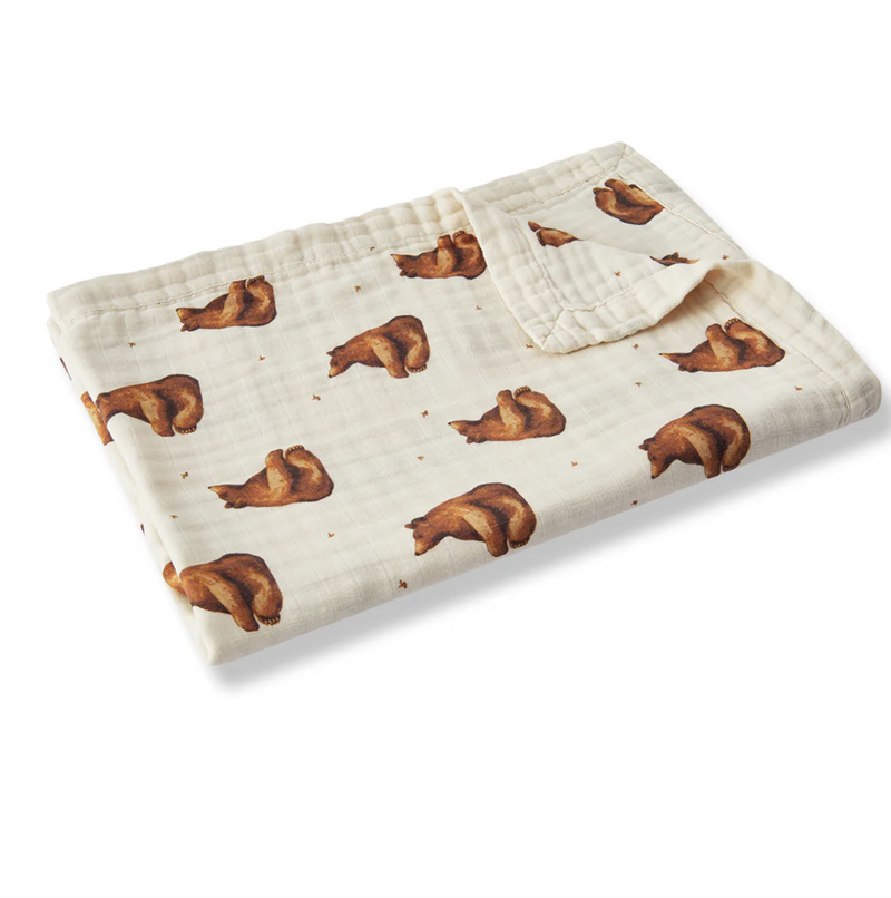 Milkbarn Bamboo Big Lovey Honey Bear Double Sided Blanket