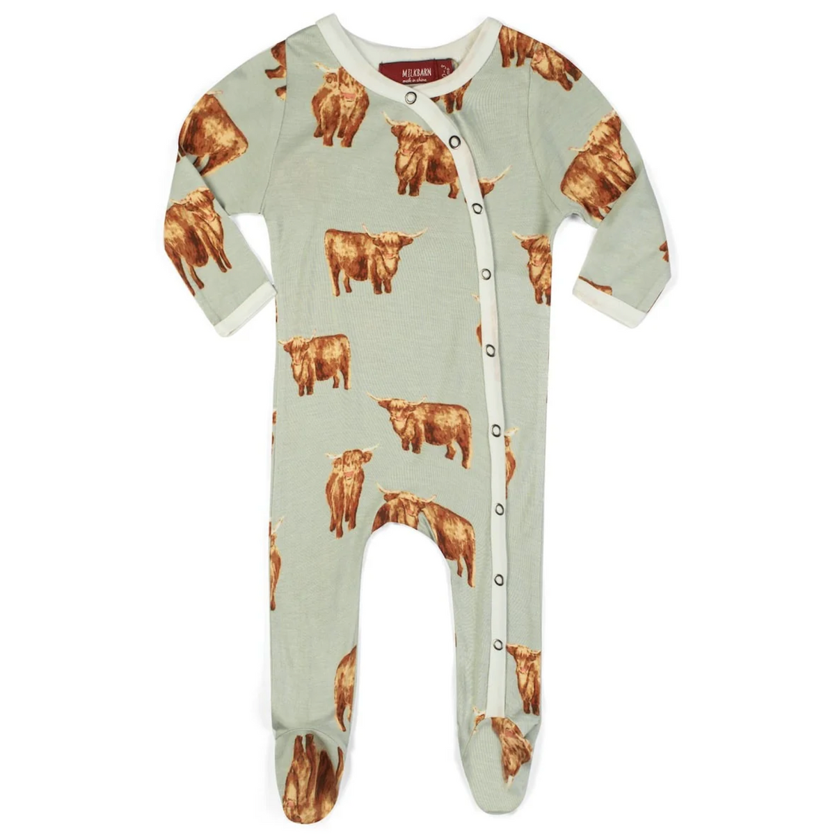 Milkbarn Zipper Pajama Highland Cow Bamboo Footed Romper - Bob's Outdoor