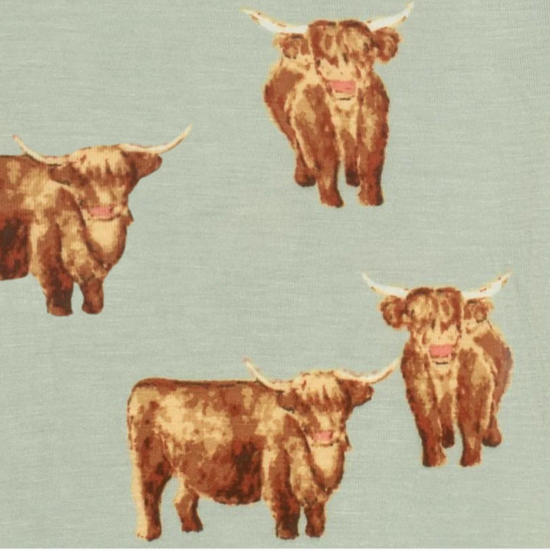 Milkbarn Zipper Pajama Highland Cow Bamboo Footed Romper