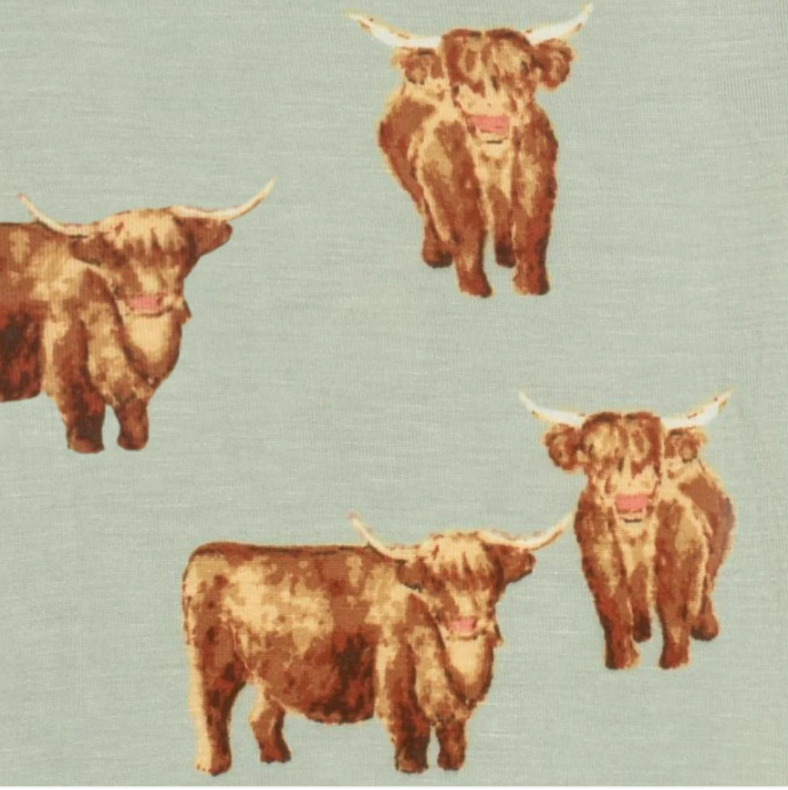 Milkbarn Zipper Pajama Highland Cow Bamboo Footed Romper - Bob's Outdoor