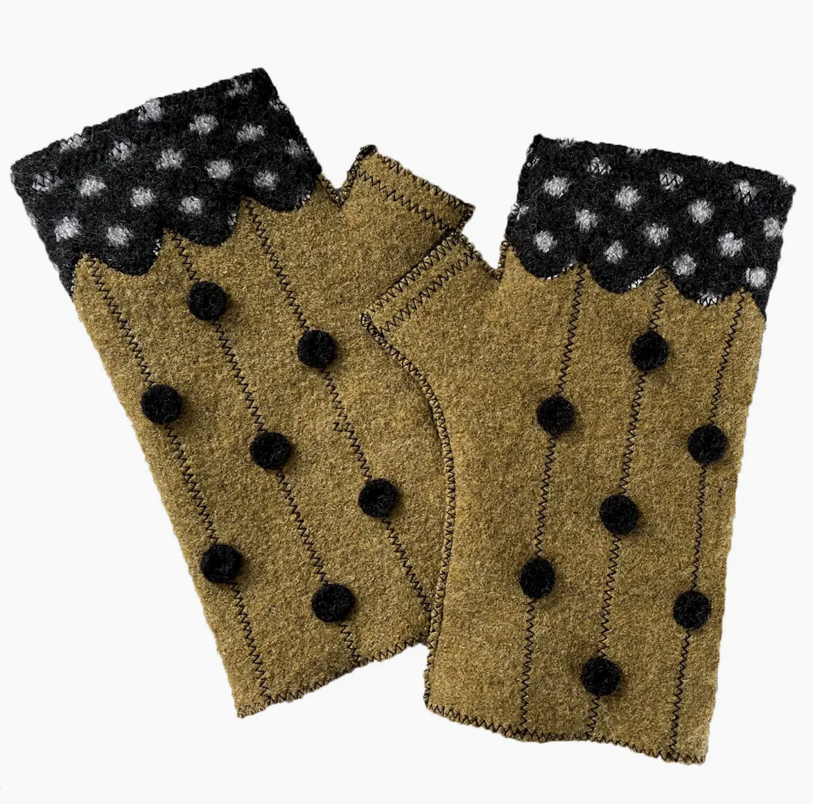 Woolflower Womens Prairie Dot Wool Fingerless Gloves - Bob's Outdoor