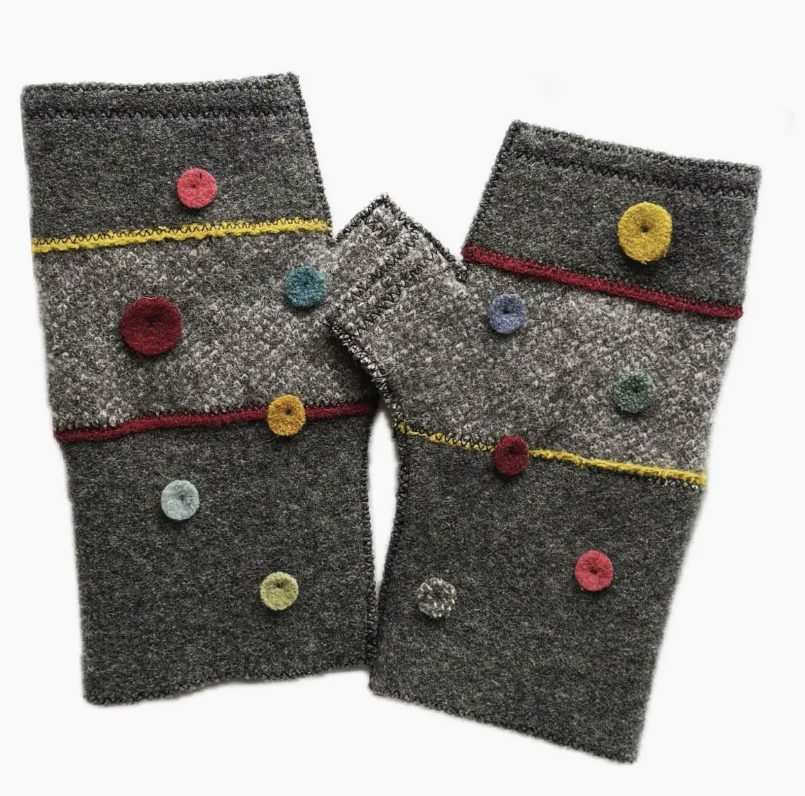 Woolflower Womens Gray Dot Wool Fingerless Gloves - Bob's Outdoor