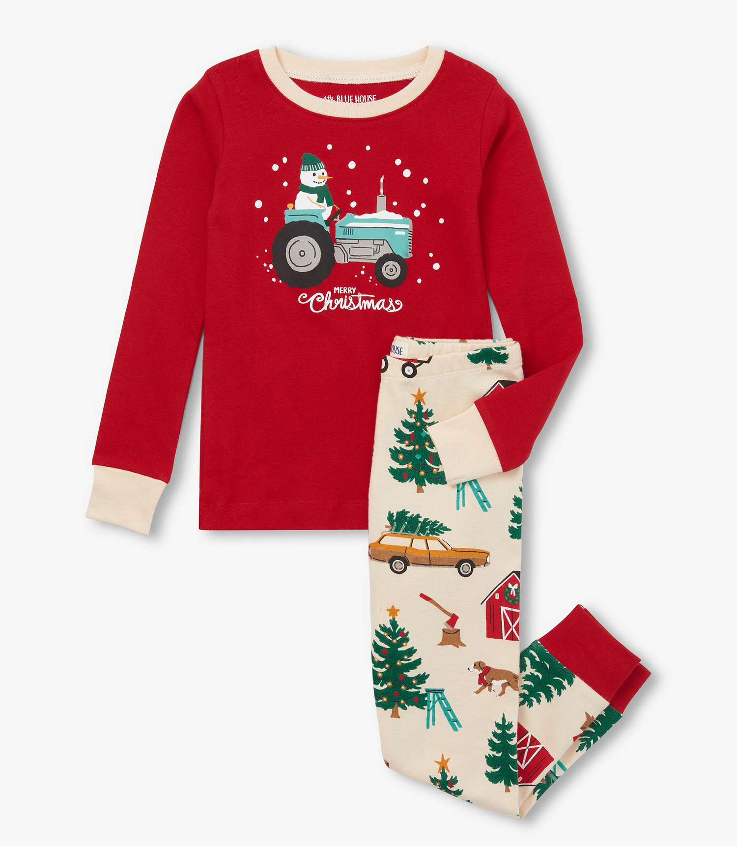 Little Blue House Kids Tree Farm Merry Christmas Pajama Set