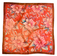 Tirzah Lane Art Tencel and Silk Scarf - Rust Rodeo Red Floral Western Cowgirl - Bob's Outdoor
