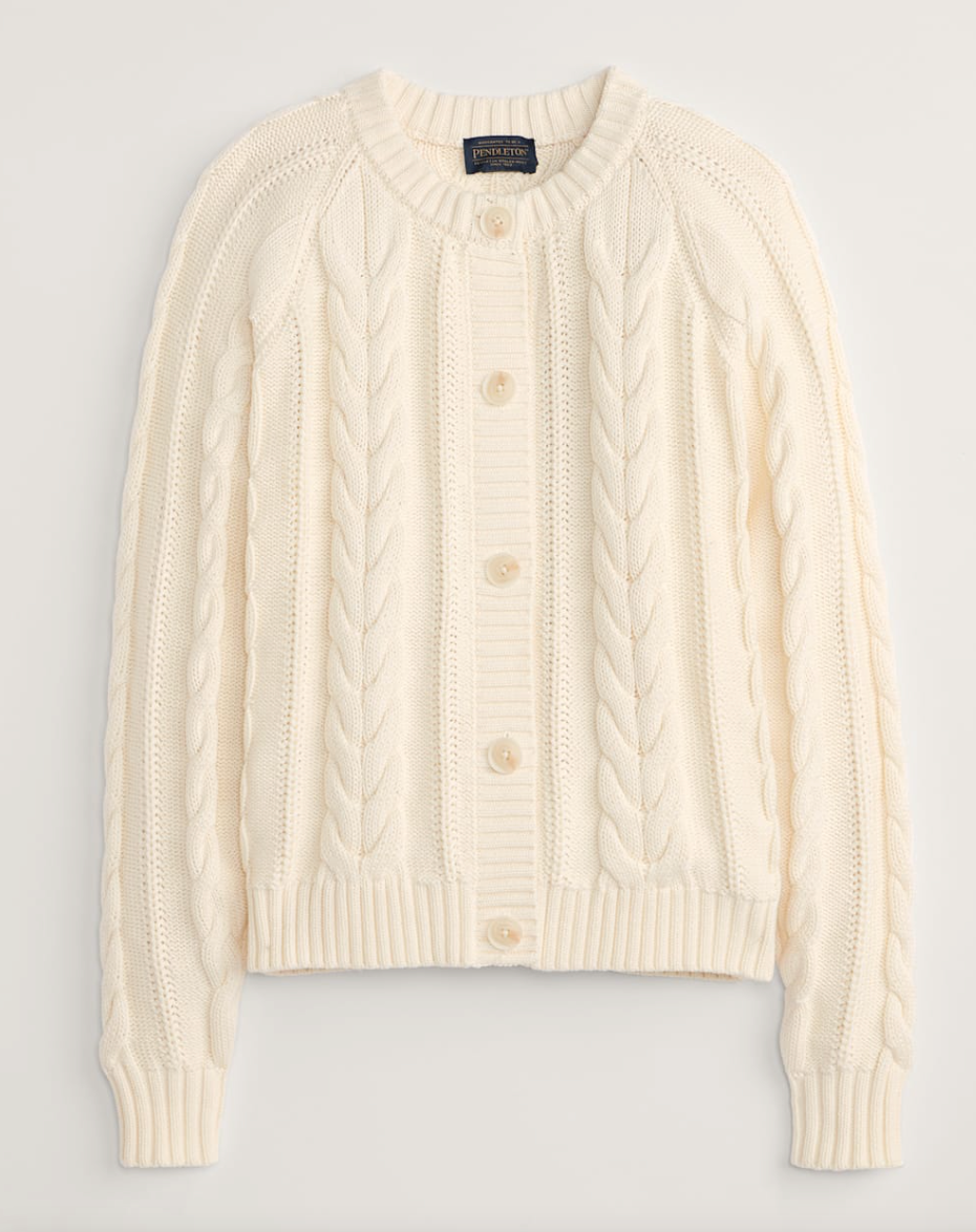 Pendleton Womens Cotton Cable Cardigan Sweater