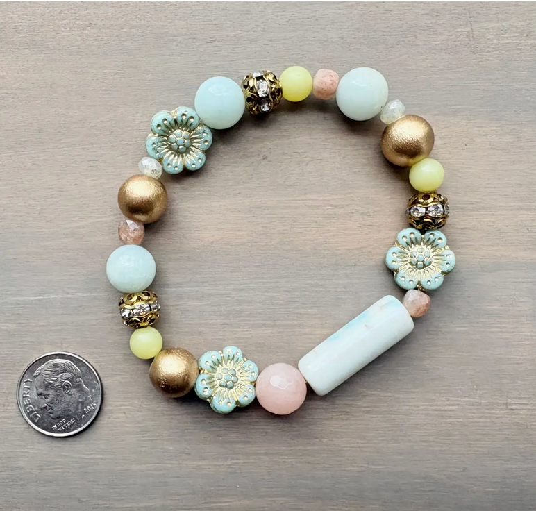 Twist Style Spring Pastels Stretch Stones & Crystals Bracelet