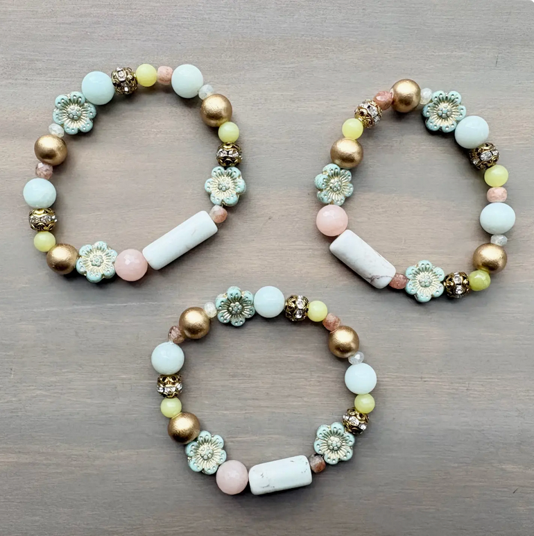 Twist Style Spring Pastels Stretch Stones & Crystals Bracelet