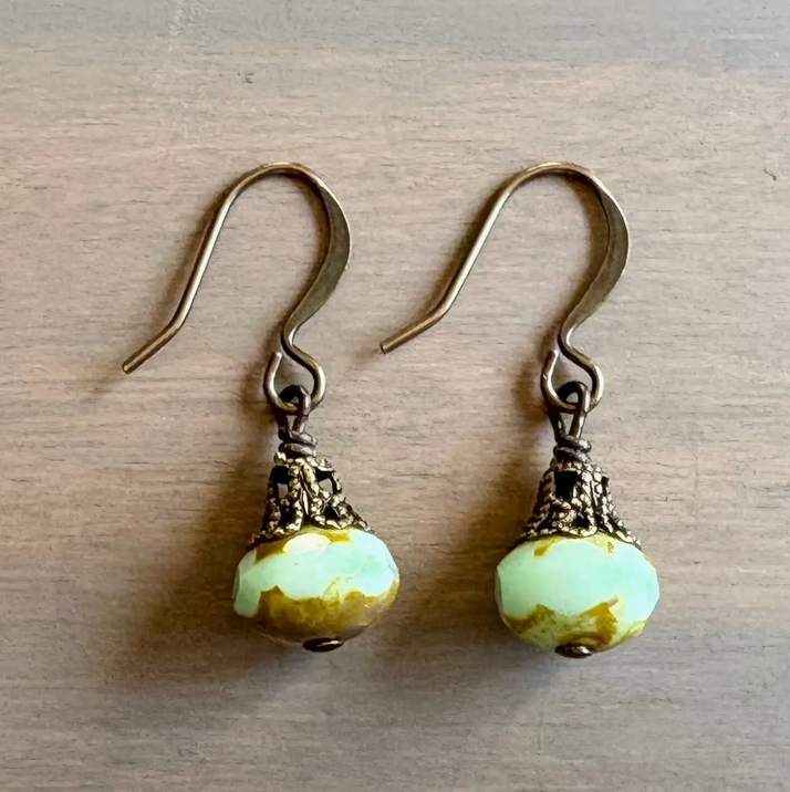 Twist Style Pale Green Crystal Earrings