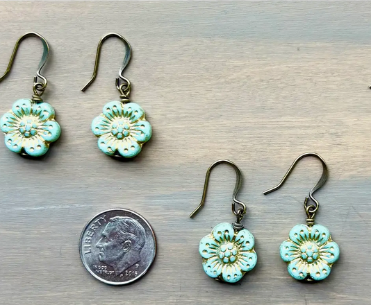 Twist Style Mint Wild Rose Earrings