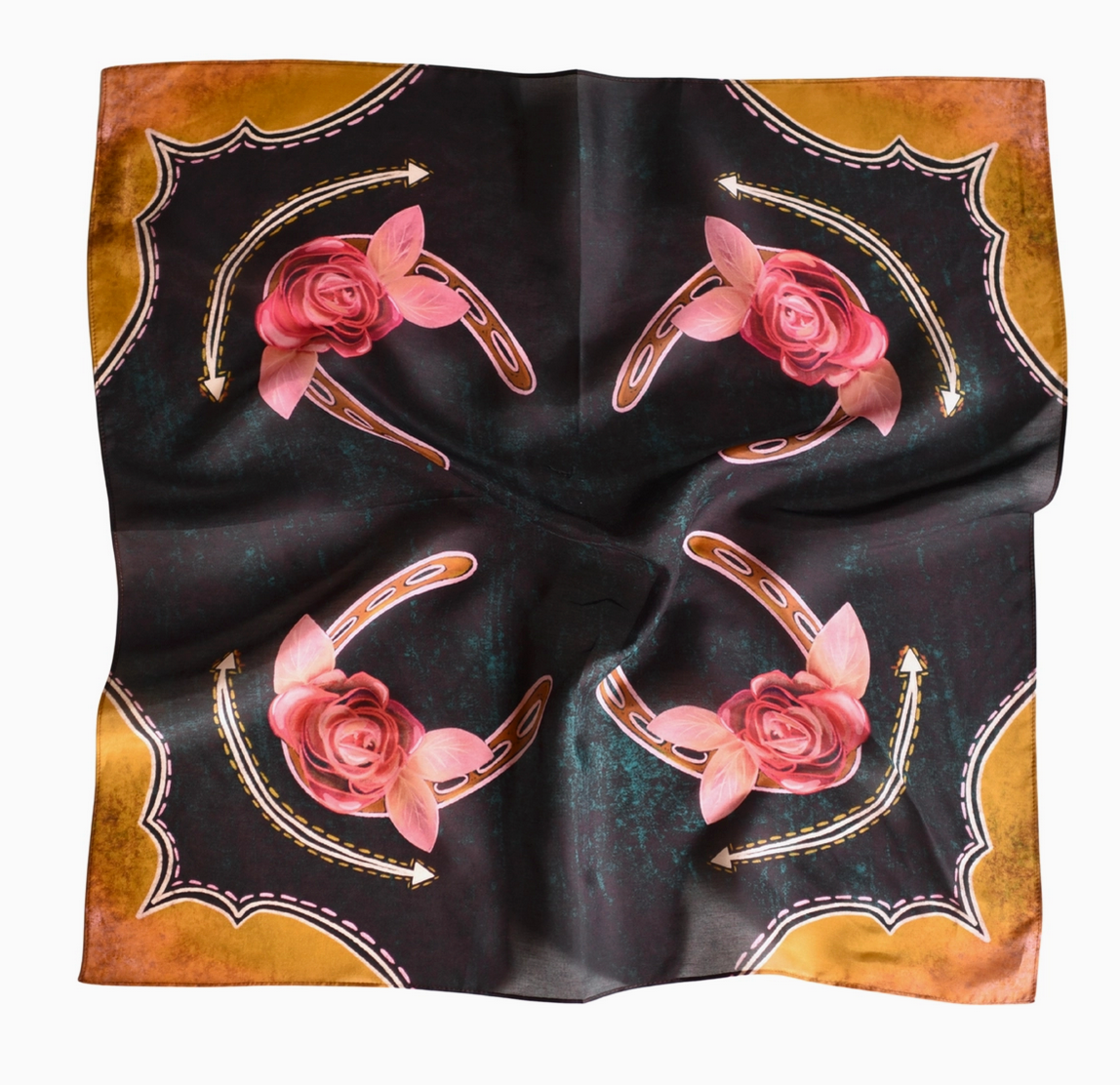 Tirzah Lane Art Tencel and Silk Scarf - Rodeo Rose in Midnight