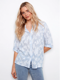 Charlie B Womens Embroidered Stripe Blouse