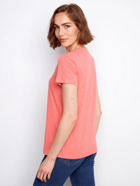 Charlie B Womens Linen V-Neck T-Shirt