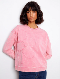 Charlie B Womens Top Flower Applique