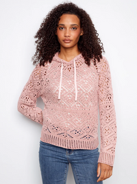 Charlie B Womens Crochet Hoodie Sweater