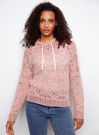 Charlie B Womens Crochet Hoodie Sweater