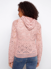 Charlie B Womens Crochet Hoodie Sweater
