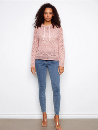 Charlie B Womens Crochet Hoodie Sweater