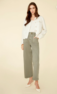 Charlie B Womens Linen Jacket with Embroidered Hem