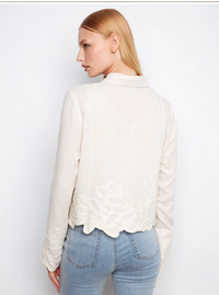 Charlie B Womens Linen Jacket with Embroidered Hem