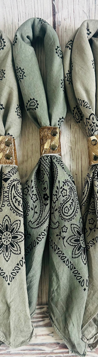 Bandana Hand Dyed with Copper or Leather Slide