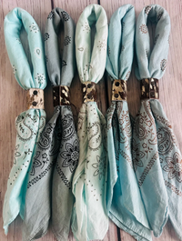 Bandana Hand Dyed with Copper or Leather Slide