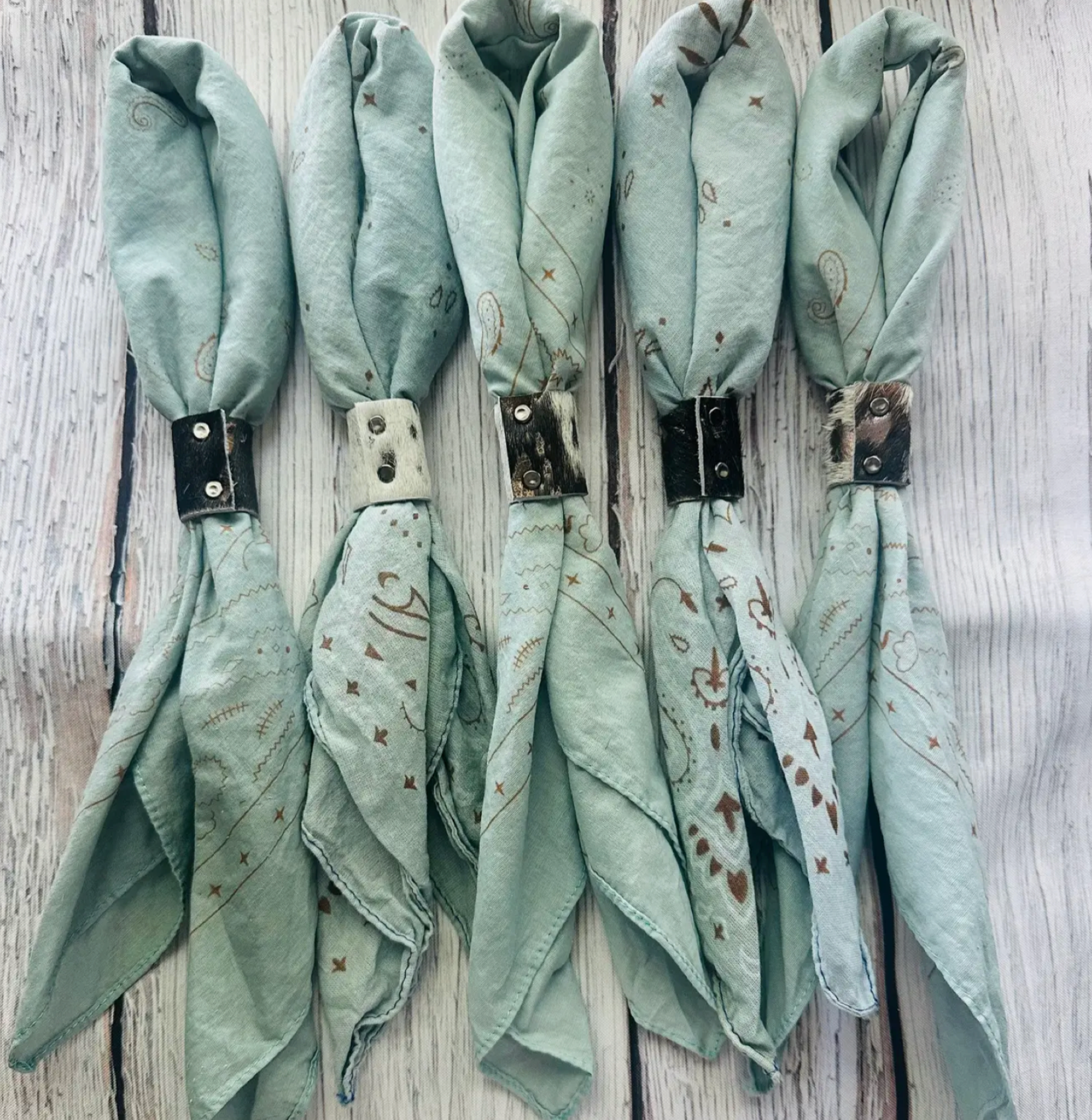 Bandana Hand Dyed with Copper or Leather Slide