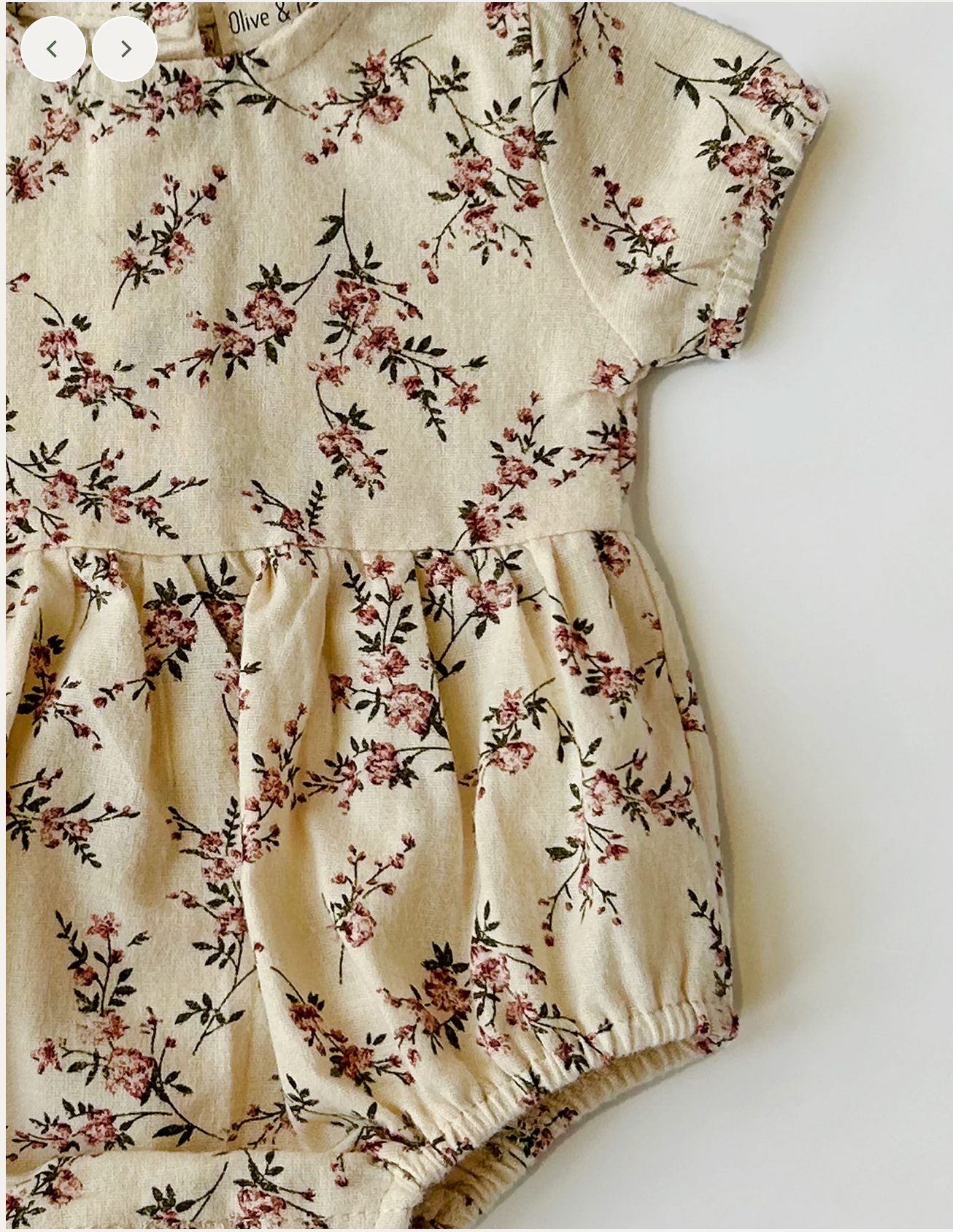 Olive and Cradle Floral Cotton Romber with Bow