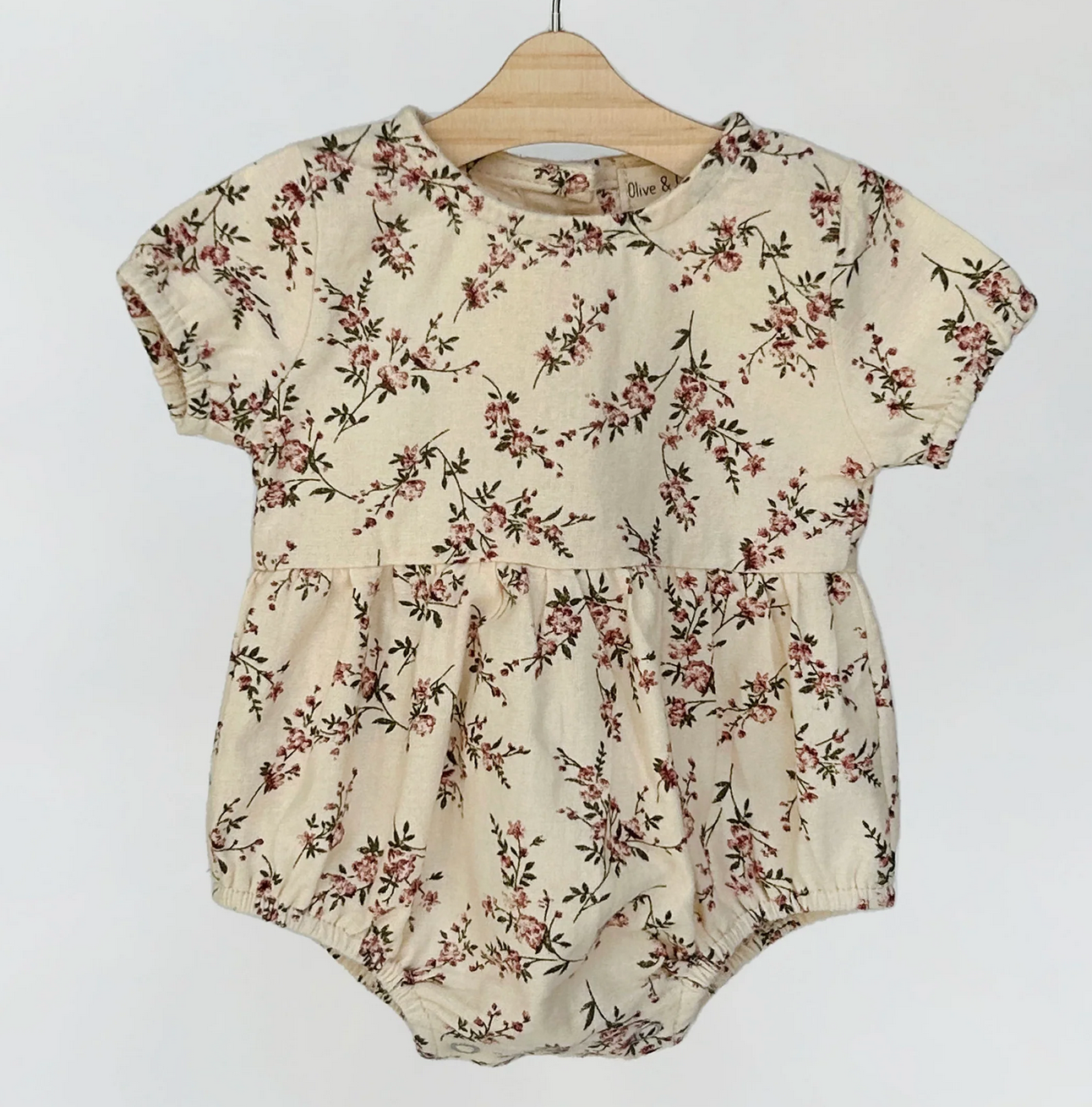 Olive and Cradle Floral Cotton Romber with Bow