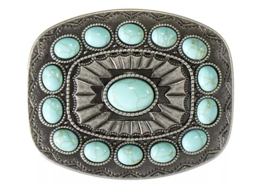 Crumrine Square Southwest Turquoise Belt Buckle