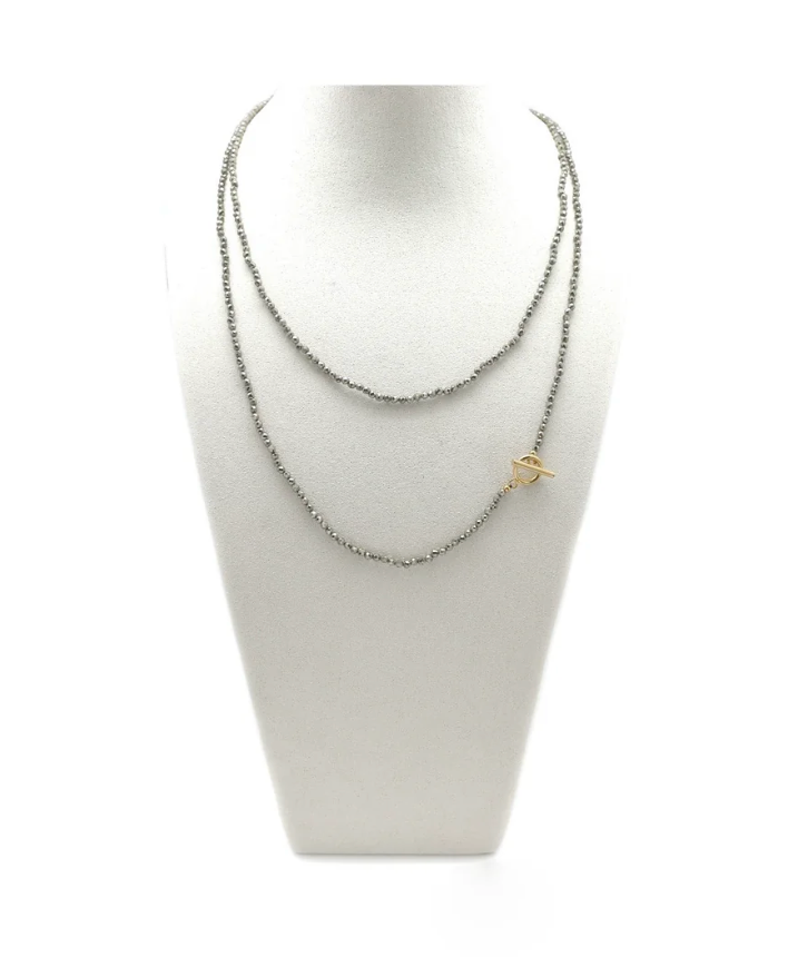Lizou Pyrite Long French Flair Necklace