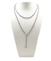 Lizou Pyrite Long French Flair Necklace